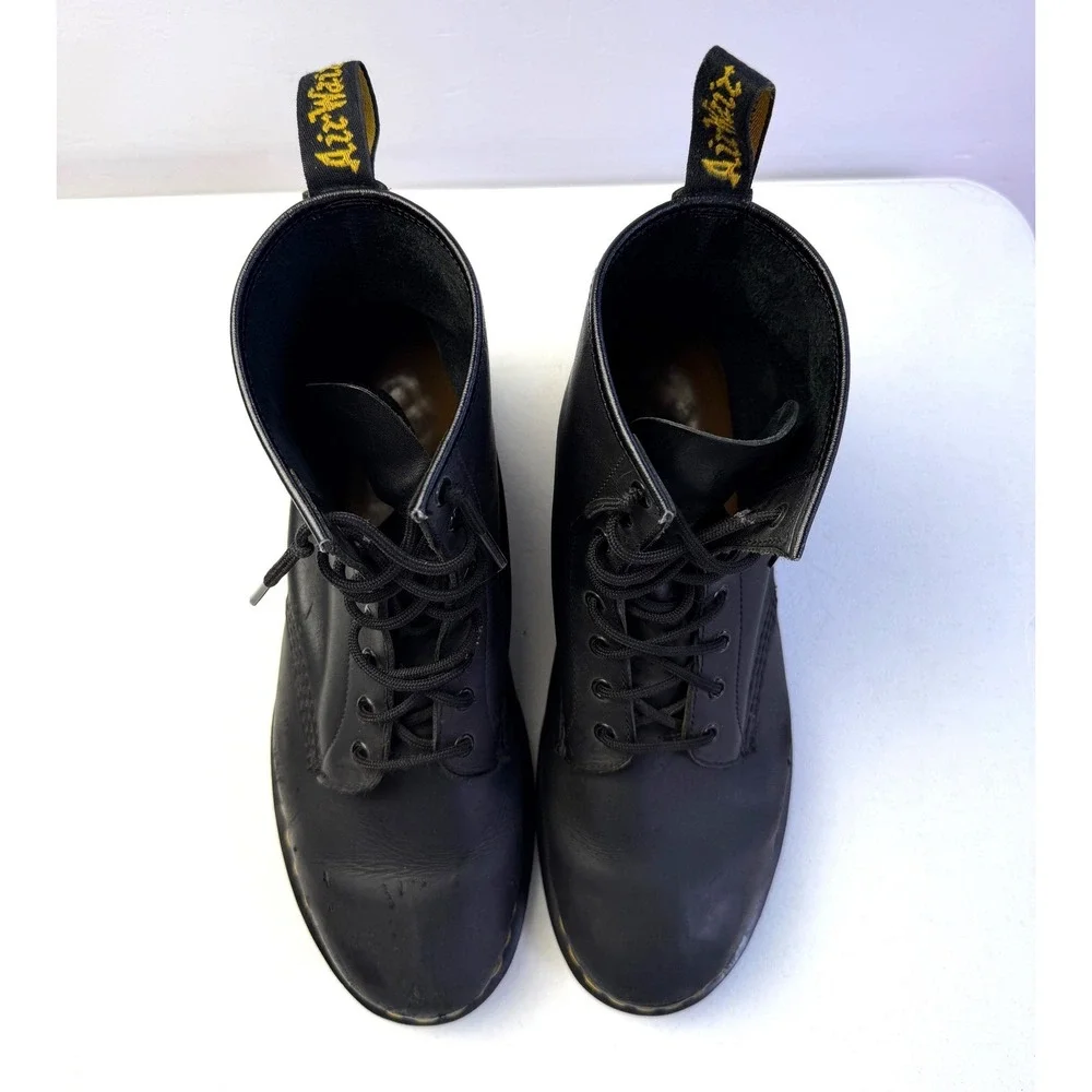 Vintage Dr Martens 1460 England Black Leather Boots 8-Eye Combat Shoes US 13
